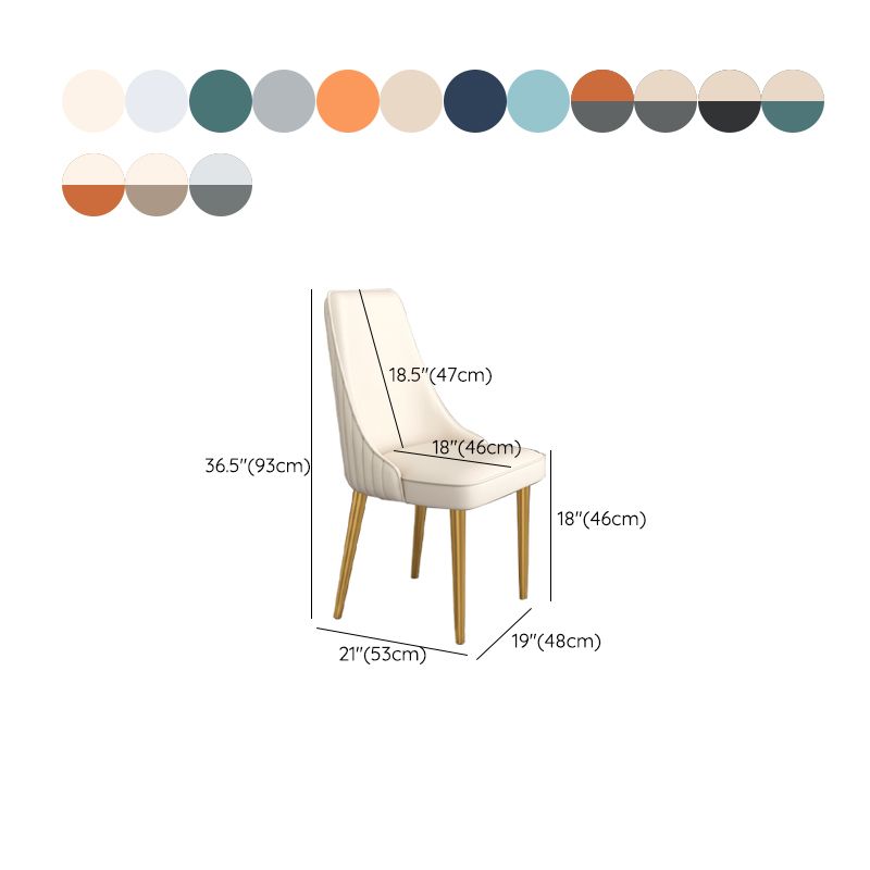 Glam Style Side Chair Parsons Leather Dining Chair with Gold Frame
