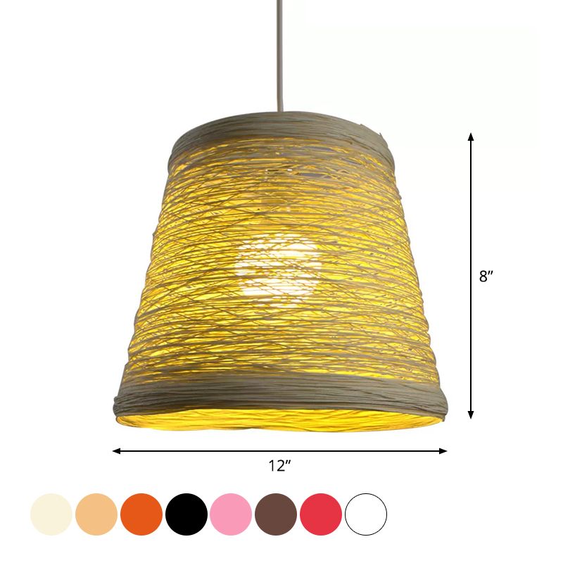 Taps toelopende trommel rotan hanglamp moderne stijl 1 kop zwart/rood/roze plafond hang licht boven eettafel
