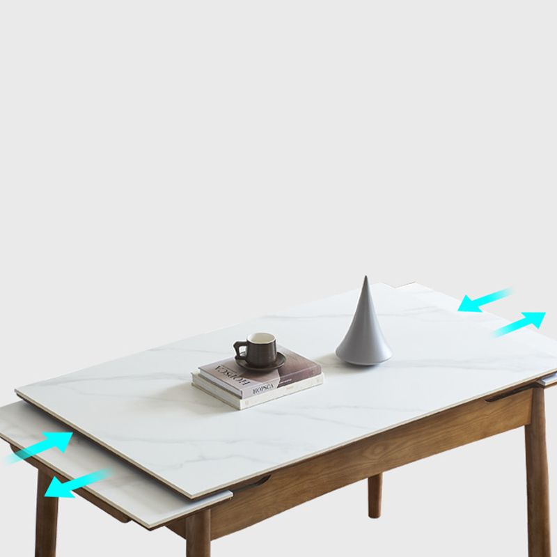 Modern Rectangle Dining Table Stone Top Extension Dining Table