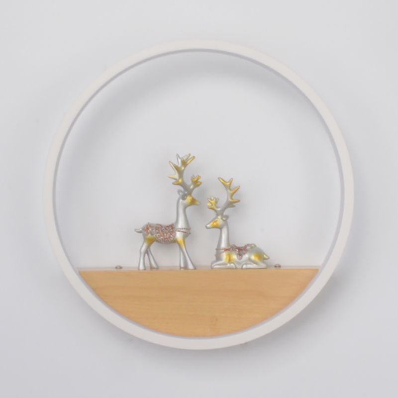 Circle Shape Wall Lighting Modern Style Metal 1 Light Sconce Lamp for Living Room