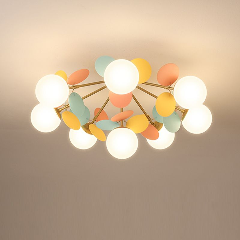 Macaron Style Sputnik Shape Flush Mount Glass Ceiling Light for Bedroom