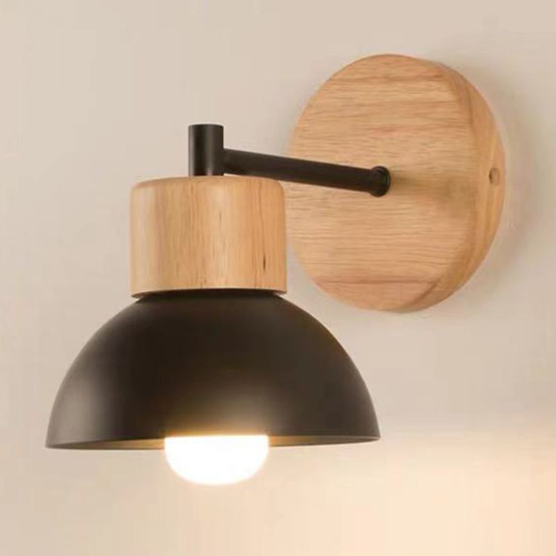 Single Modernism Beige Wall Mounted Sconce LED Wall Light with Wood
