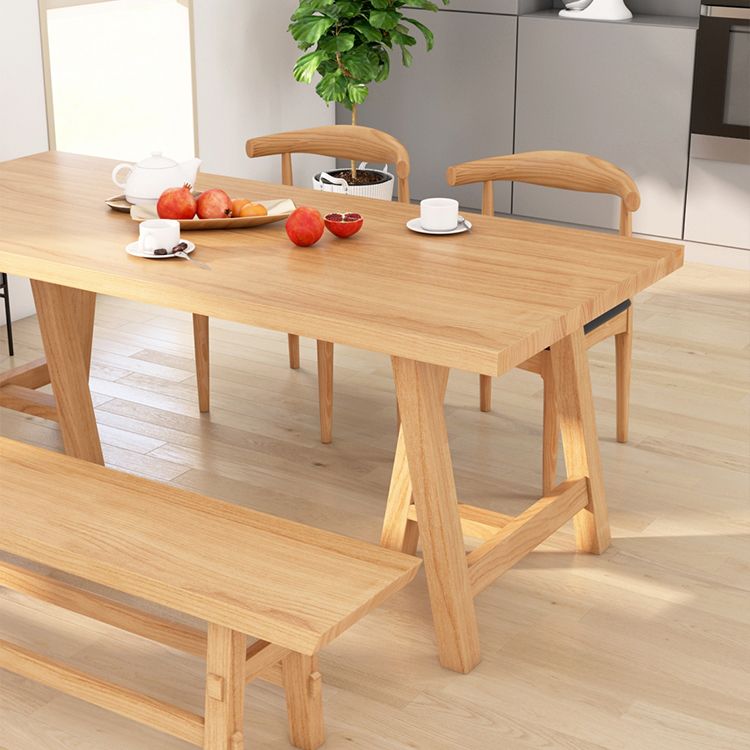 Modern Pine Solid Wood Table Rectangle Dining Table with Double Pedestal
