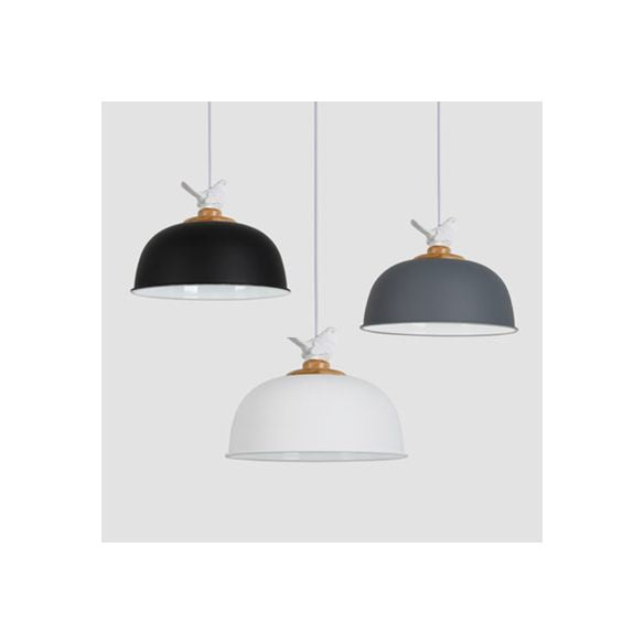 Luz de colgante colgante hemisférico nórdico 1 luz de suspensión de aluminio ligero con pájaro para balcón