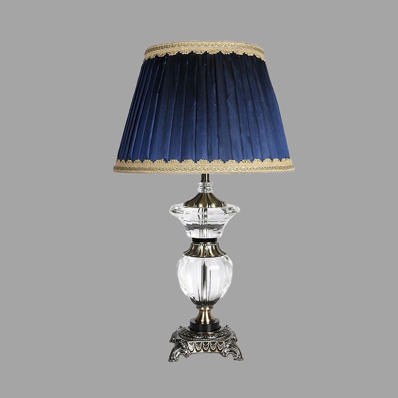 Dormitorio de barril CRISTAL NIGHTA NIGHT LAMP LAMPILLA TELA 1 Luz de mesita de noche azul claro con adornos trenzados