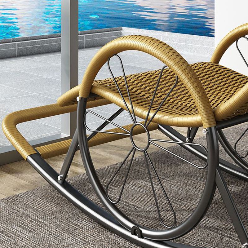 Modern Wicker Rocking Chair Brown Water Resistant Rocker for Living Room