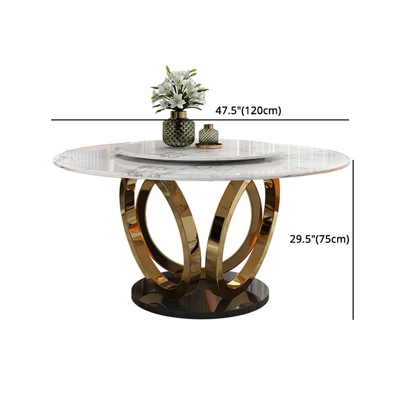 Glam 1/4/7 Pieces Round Dinette Set Sintered Stone Top Dining Table Set with Turntable