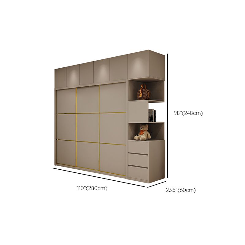 Contemporary Style Wardrobe Wooden Bedroom Wardrobe Closet with Clothes Rail