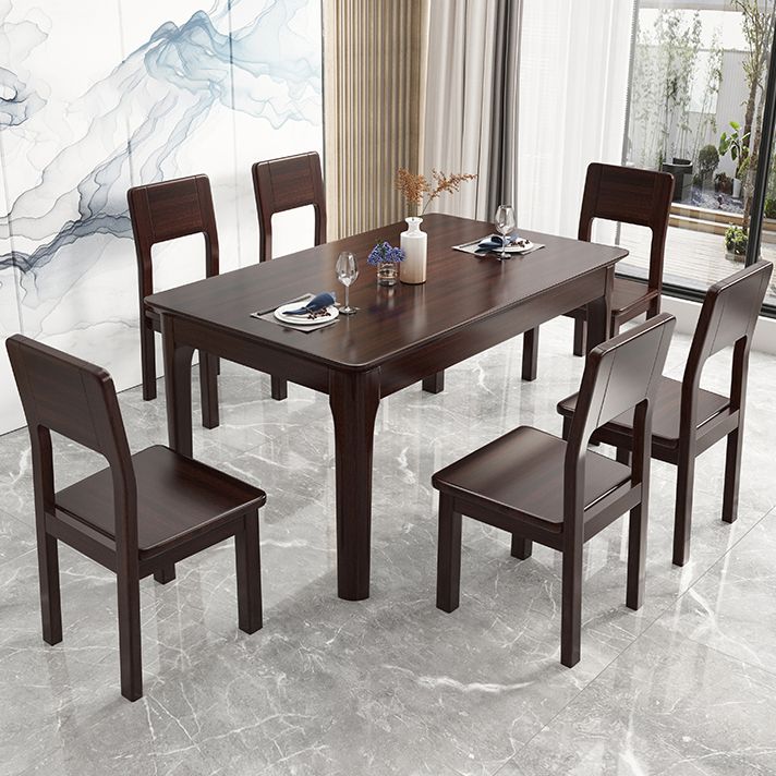 Mesa de comedor de madera maciza estándar industrial, mesa de comedor rectangular para cocina con base de 4 patas
