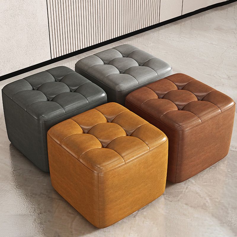 Contemporary Bedroom Square Ottoman Leather Foot Stool without Legs