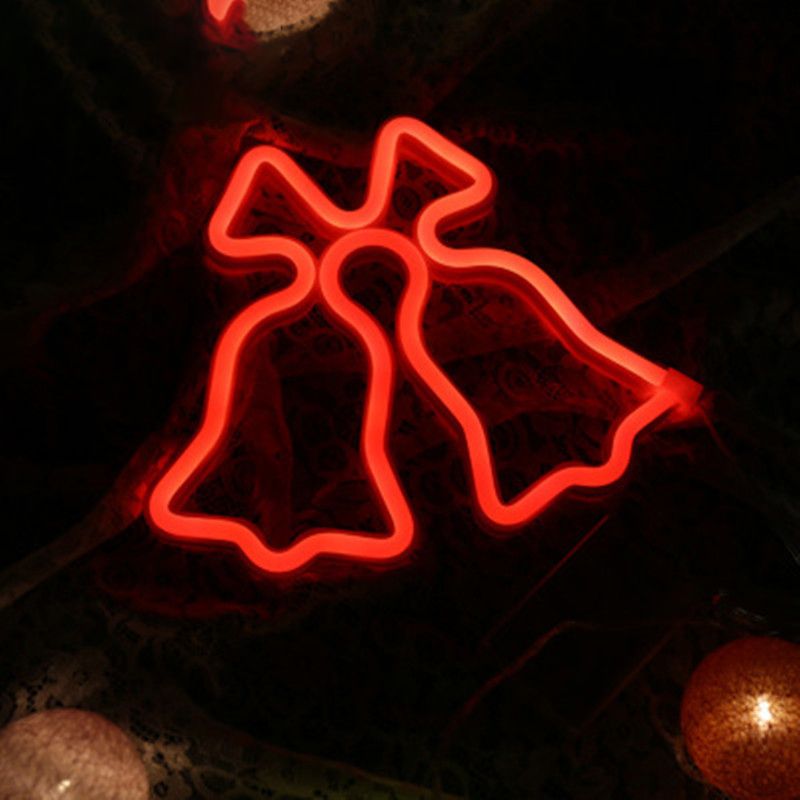 White Jingle Bell Mini Nightstand Lamp Cartoon Style LED Plastic Wall Lighting