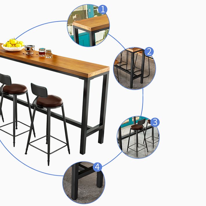 Modern Bar Pub Table Set 1/5/9 Pcs Solid Wood and Iron Bar Table and Stools