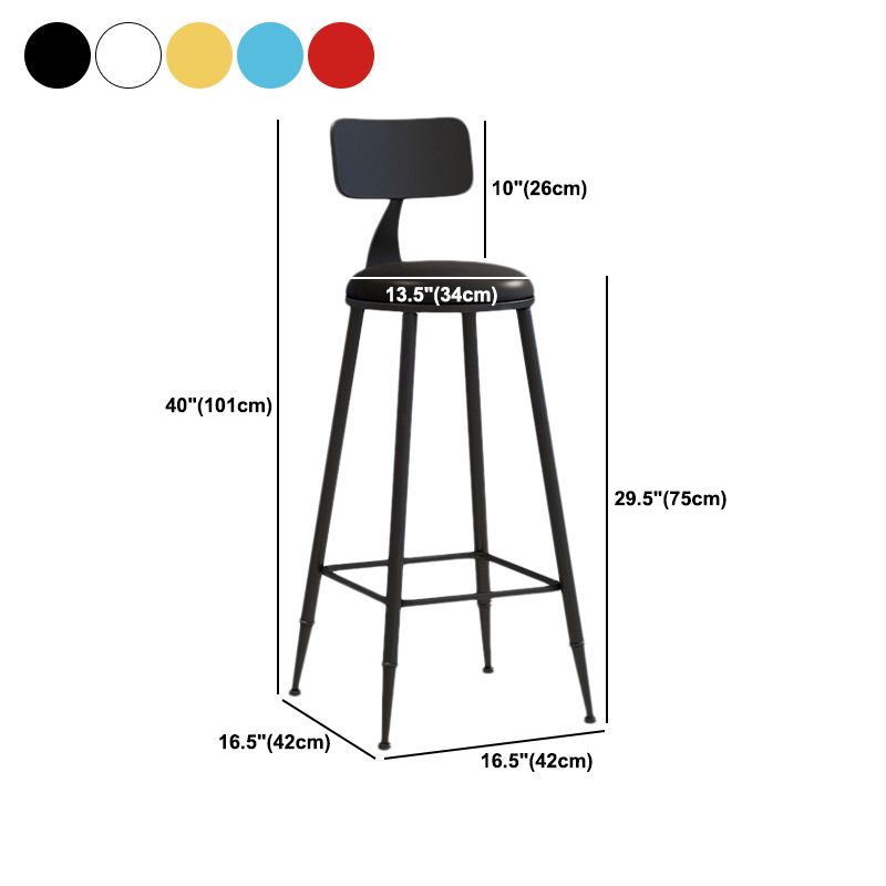 Nordic Armless Backrest Counter Stool Iron Balcony Bar Stool with Cushion and Pedal