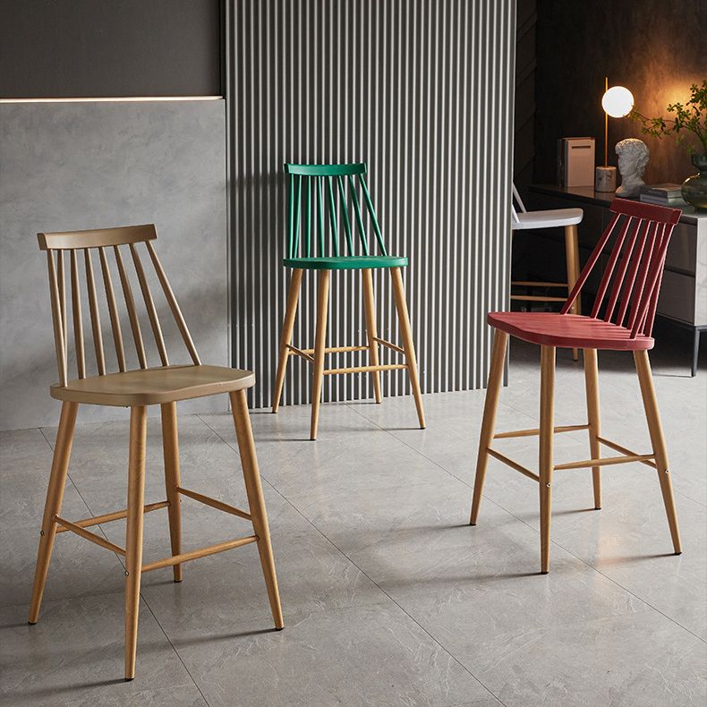 Nordic Plastic Bar-stool Square Seat Counter Bar Stool with Wood Legs
