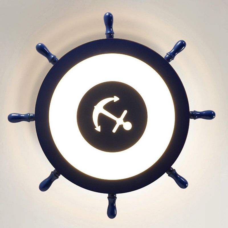 Plafonnier LED en acrylique bleu à montage encastré en forme de gouvernail pour chambre d'enfant