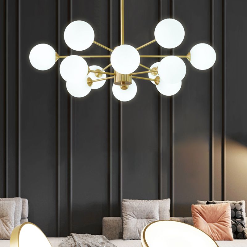 Globe kroonluchter verlichtingsarmaturen moderne multi-head gouden suspensie hanglampen met glazen schaduw