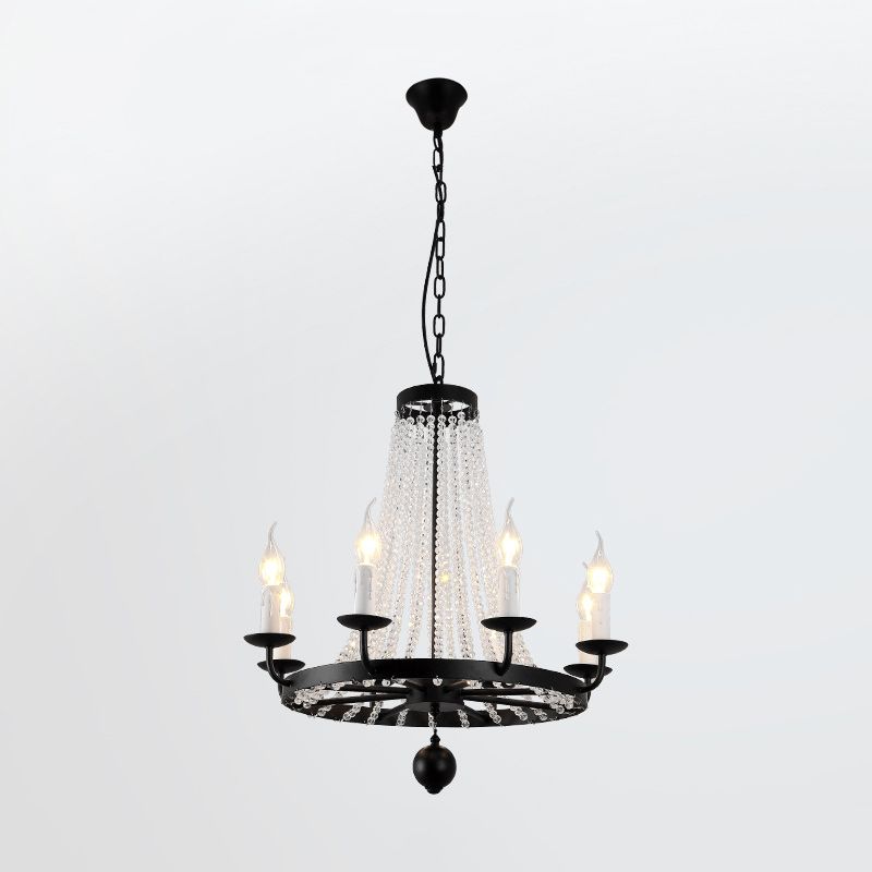 Kristall Kronleuchter Beleuchtung Land Schwarz Candelabra Wohnzimmer Anhänger Lichtkit mit Candelabra Design