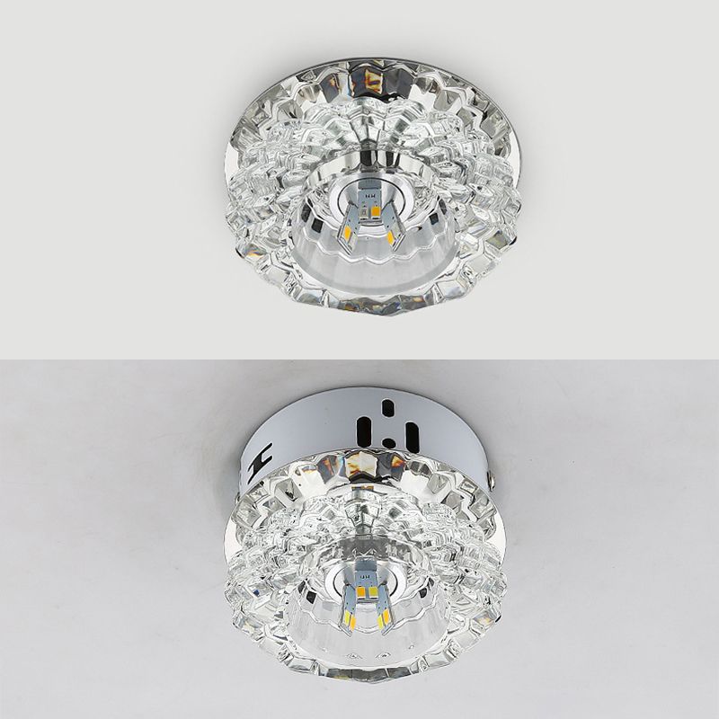 Mini Flush Mount Ceiling Lights Modern Minimalist Style Crystal 1 Light Flush Light for Living Room