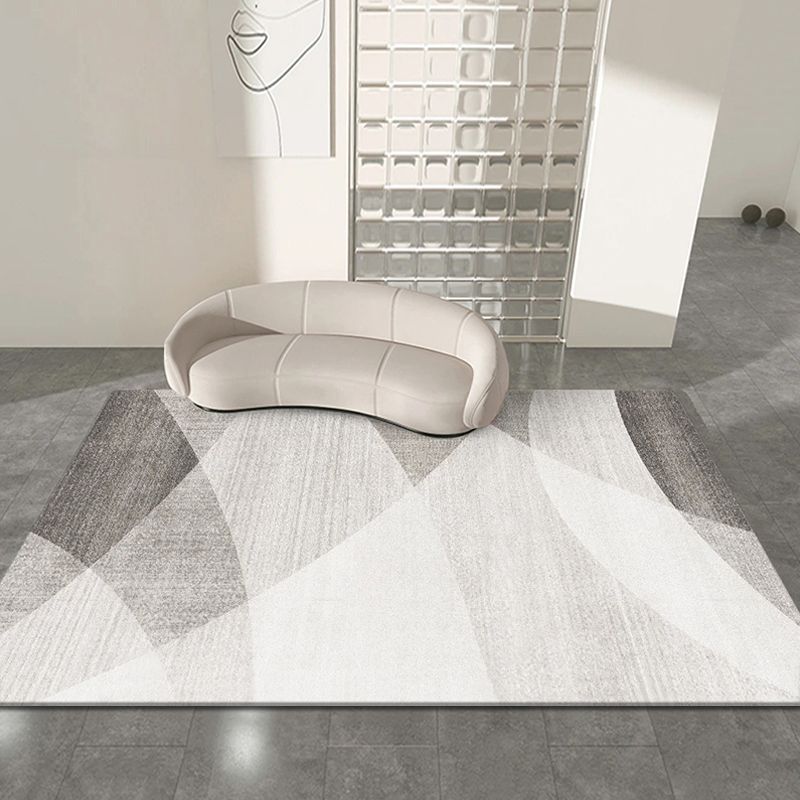Grey Modern Rug Blending Striped Rug Non-Slip Backing Rug for Home Decoration