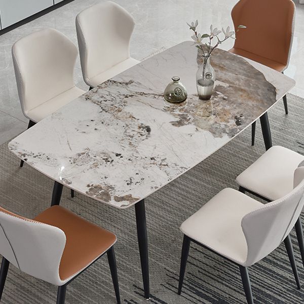 Metal Modern Rectangular Dining Table Sintered Stone Table for Dining Room and Kitchen