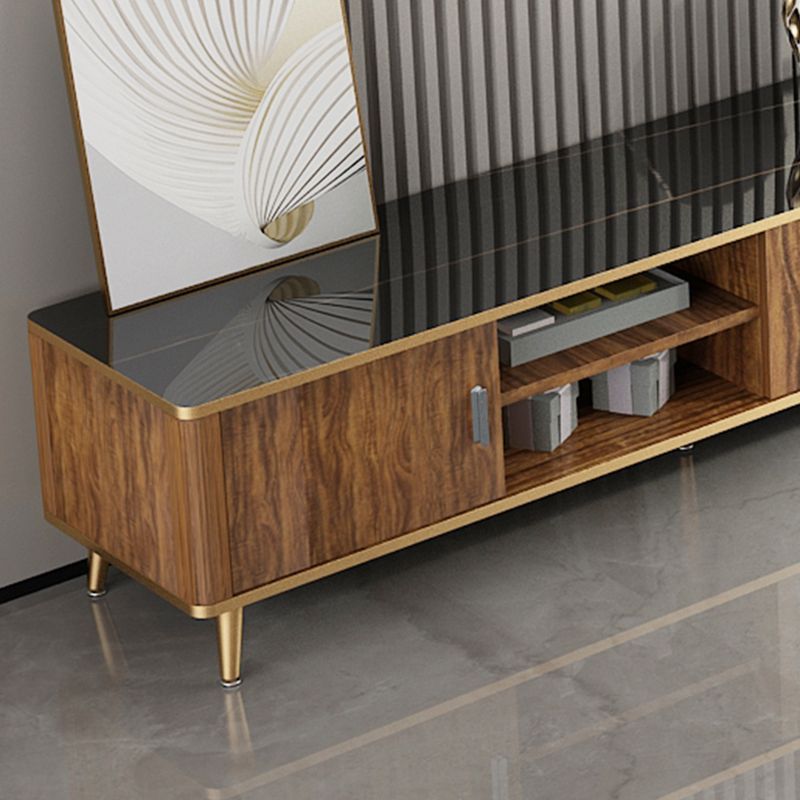 Glam Rectangle TV Stand Console with Golden Legs for Living Room