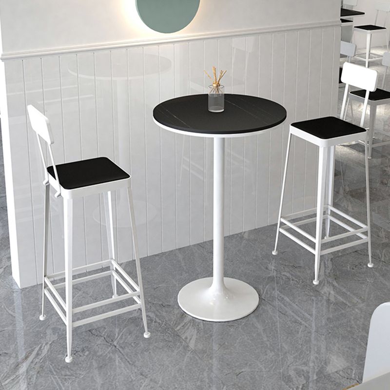 Modern Round Bar Table Set 1/3 Pcs Stone Top Bar Table and Metal Stools