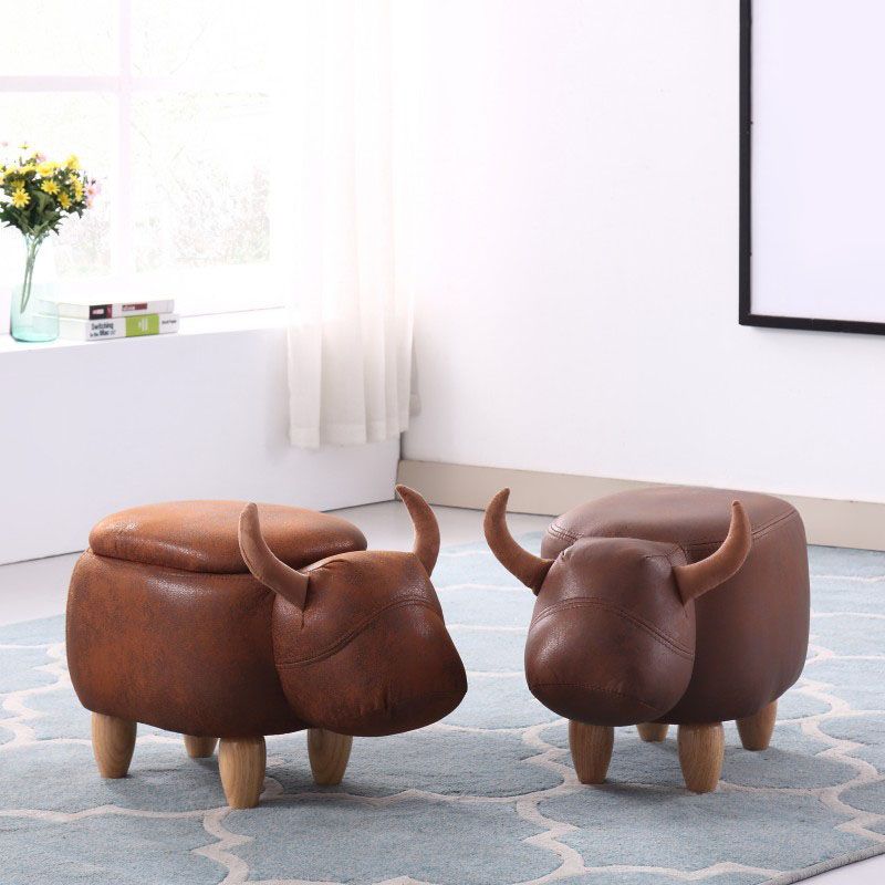 Leather Standard Stool Modern Style Simple Household Cow Stool