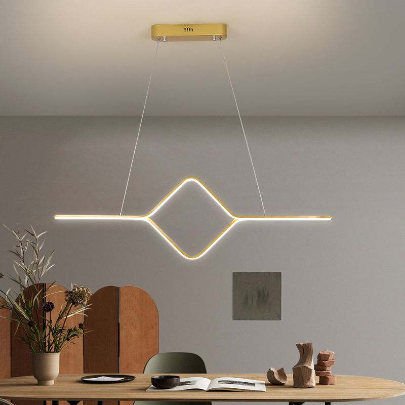 Linear Shape Island Pendant Modern Style Metal 2 Lights Island Lighting for Bedroom