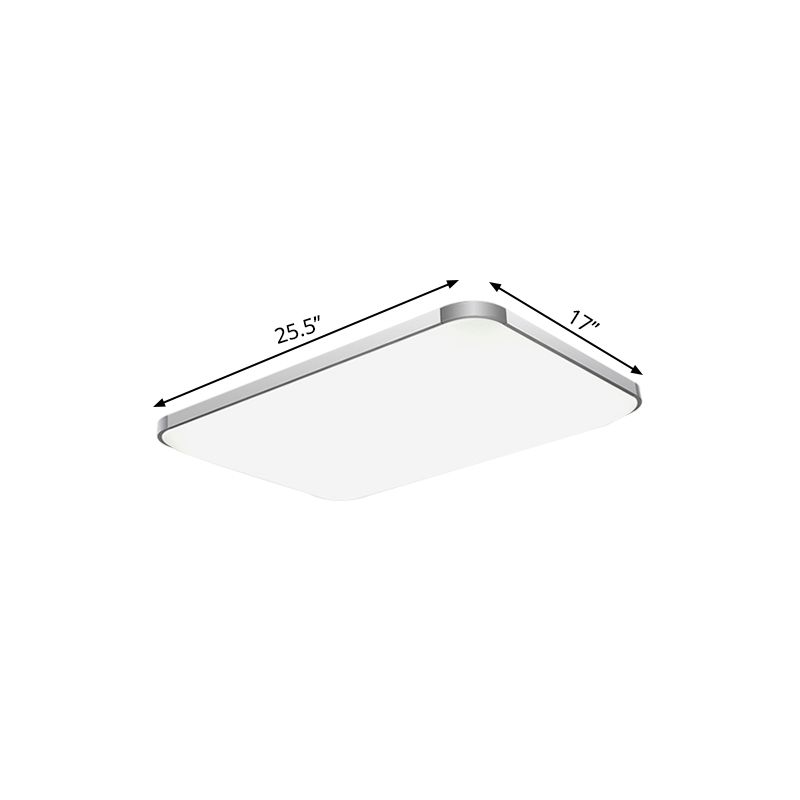 Rectangular Flush Light Fixture Simple Stylish LED 25.5"/32" Width Acrylic Flush Mount Lamp in Sliver for Living Room