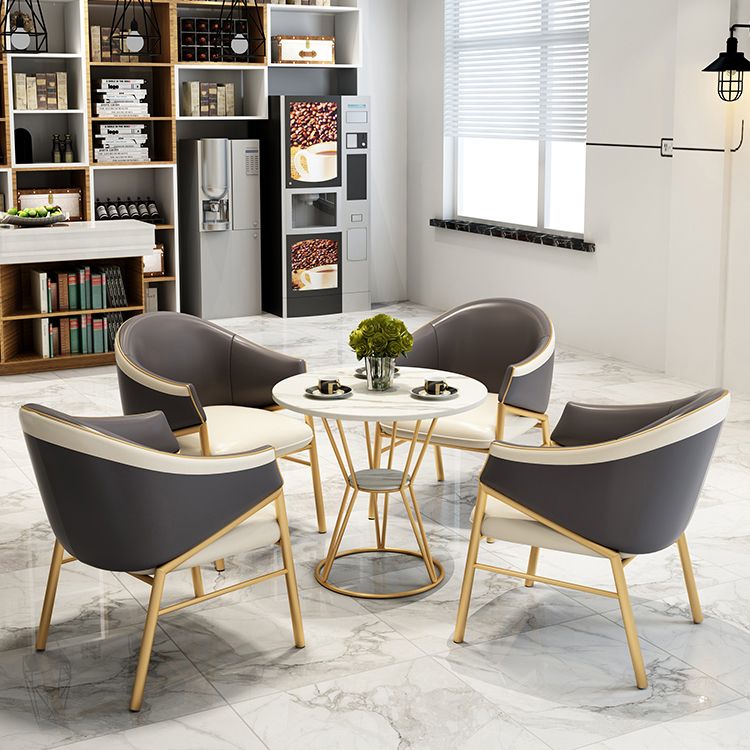 Ronde tafel dinette tafel traditionele luxe dinerkamer meubels met metalen basis