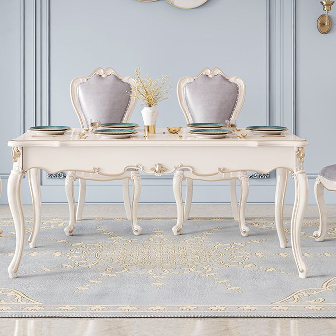 Rectangle Shape White Tone Dining Table Victoria 4 Legs Table for Dining Room