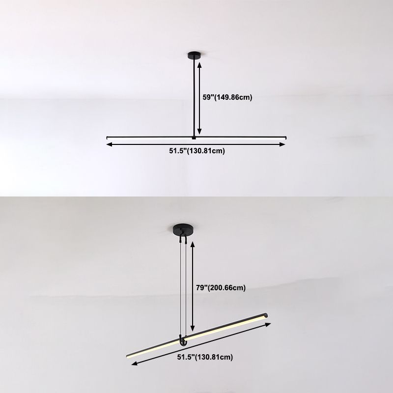 Black Metal Island Light Lámpara colgante de restaurante lineal moderna de 1 cabeza con sombra acrílica