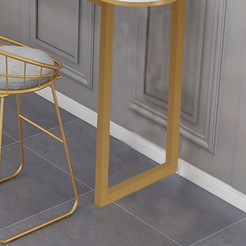 Contemporary Free Form Bar Table with Metal Base for Living Room