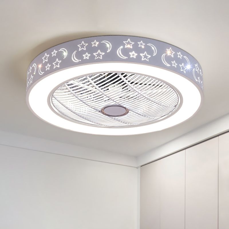 21,5 "W Metall weiße Deckenlüftungslampe Runde LED Einfache Halbflush Mount Light für Wohnzimmer