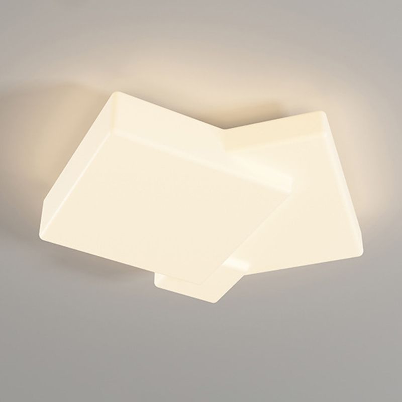 Geometric Modern Ceiling Flush Acrylic LED Square Flush in Matte White