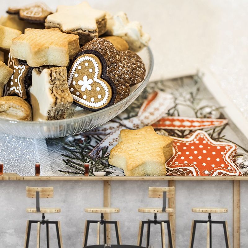Sweet Cookies Wall Murals Stain Resistant Wall Decor for Bakery Shop, Personalised Size