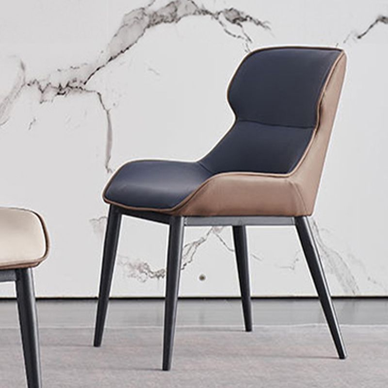 Upholstered Dining Chair Faux Leather and Metal Dining Room Chair
