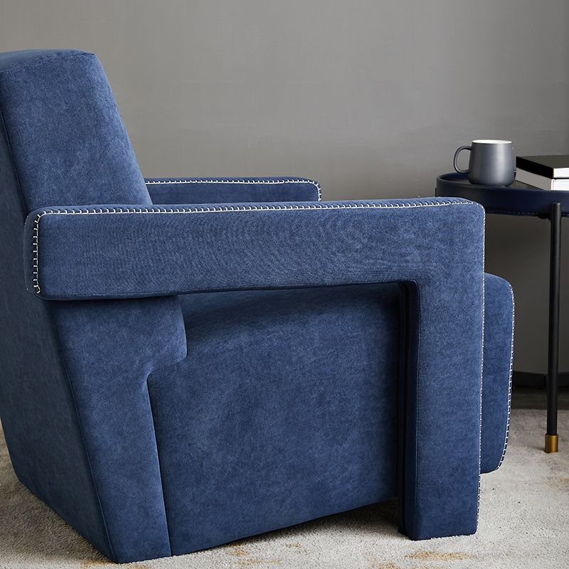 Glam Fabric Arms Included Square Arms Fixed Back Accent Room Chair