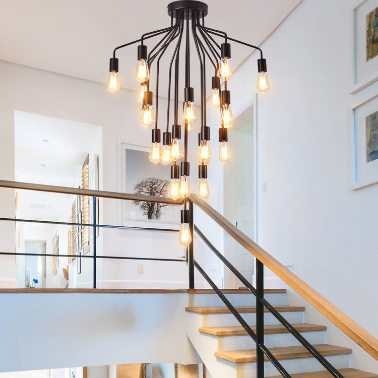 Luz de lámpara de araña expuesta iluminación colgante de metal industrial para restaurante