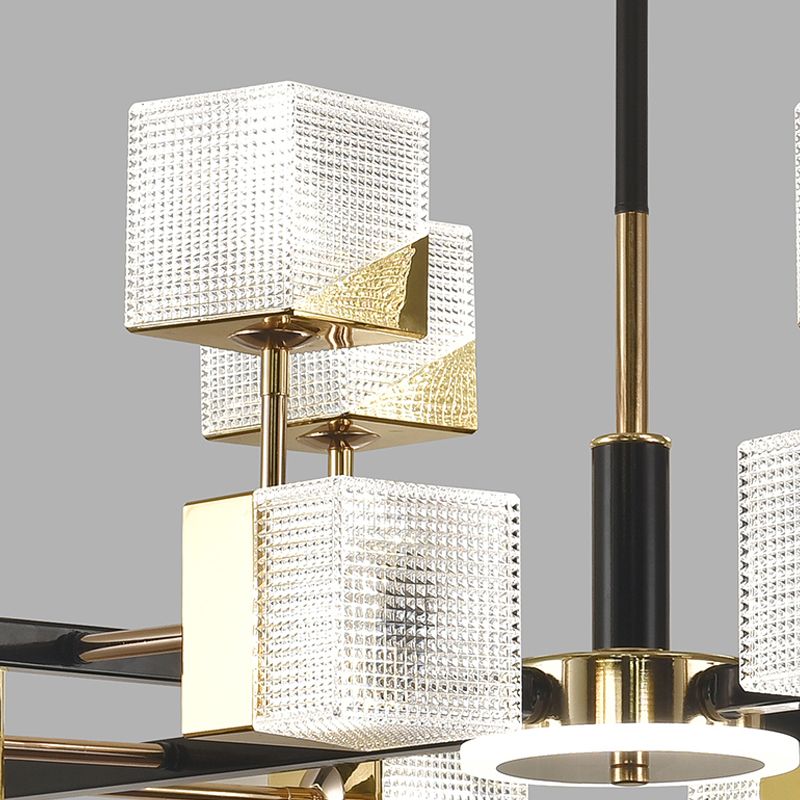Square Chandelier Postmodern Metal LED Suspension Light Fixture