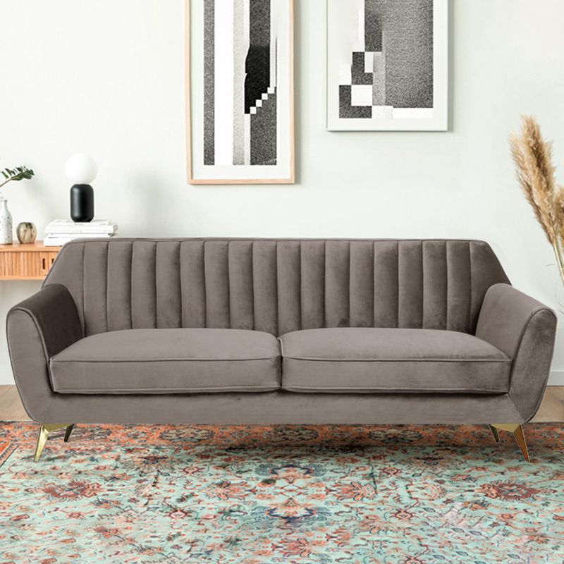 33.4"H Flared Arm Solid Color Velvet Standard Sofa for Living Room