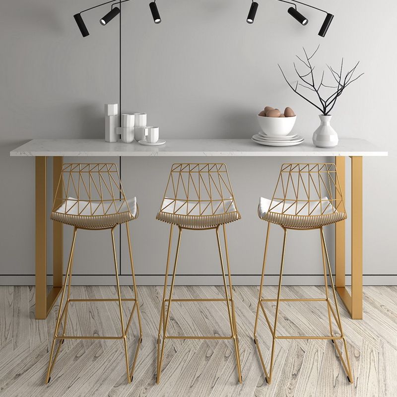 Glam 1/4/7 Pieces Bar Table Set Rectangle Stone Counter Table with High Stools