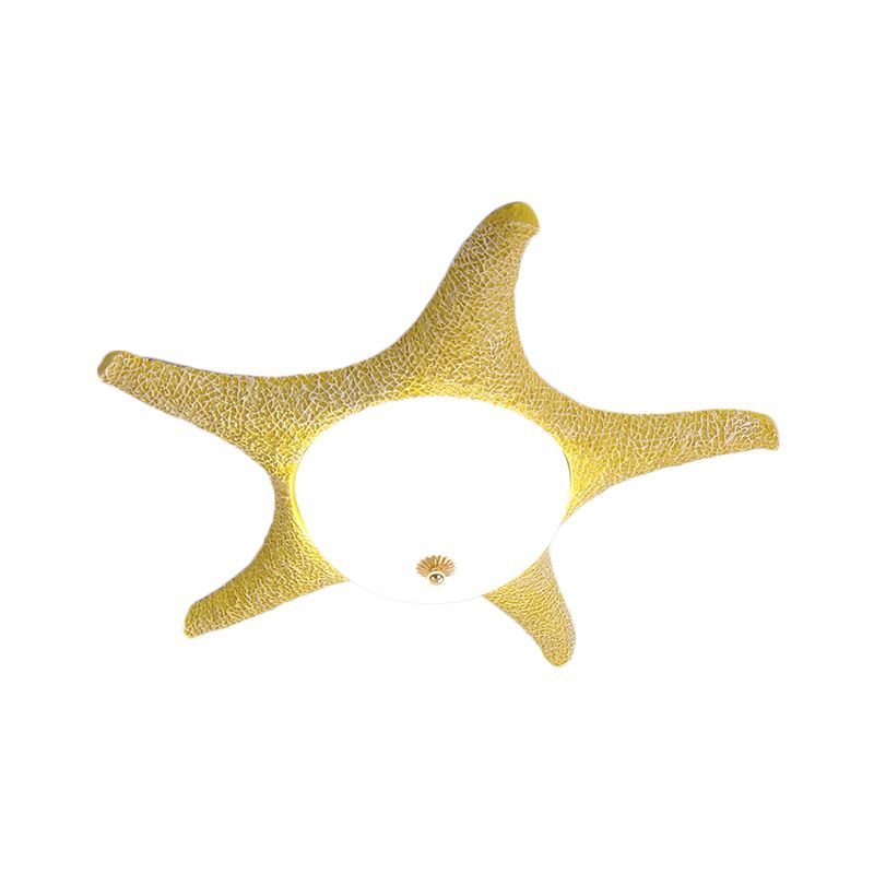 Resin Starfish Flush Lighting Children Style LED Ceiling Mount Light Fixture in Pink/Yellow/Blue, Warm/White Light