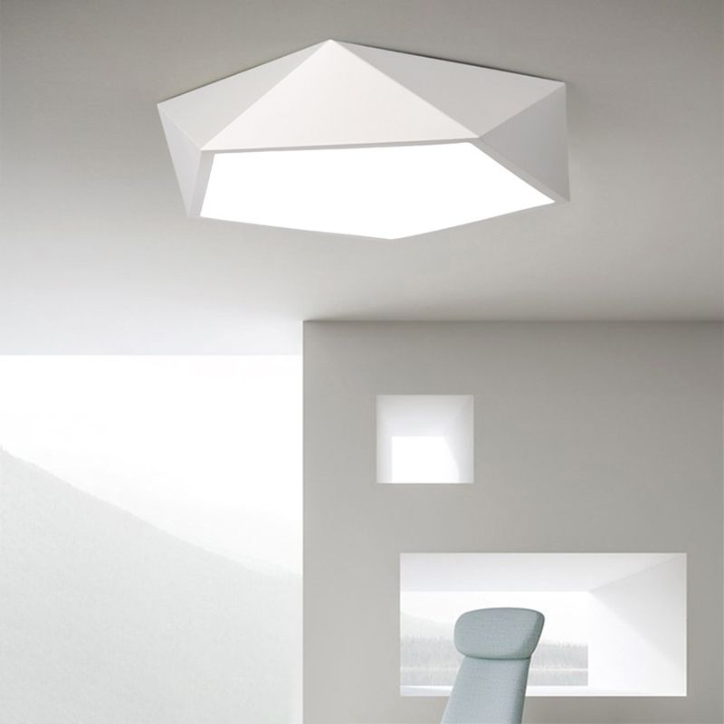Lámpara de techo LED concisa y moderna, montaje empotrado geométrico de hierro lacado con pantalla acrílica