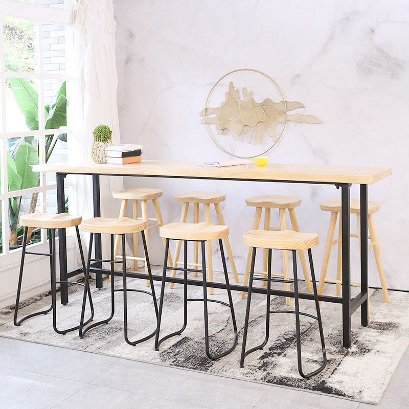 Metal 41.3-inch Bar Table Rectangular Wood Top Bistro Pub Table with Black Base