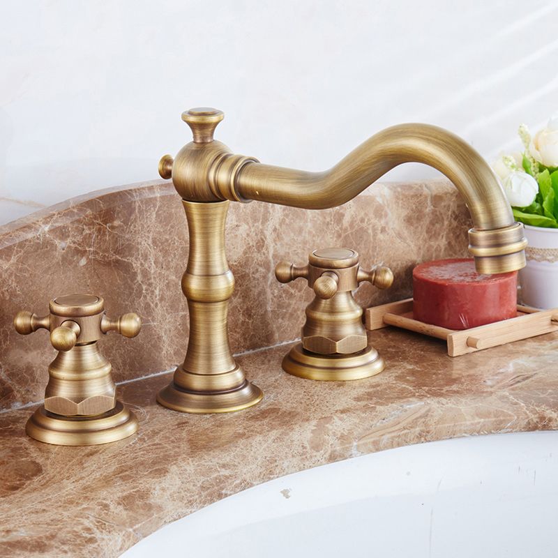 Traditional Vessel Faucet 3 Holes Two-Handle Bathroom Vessel Faucet