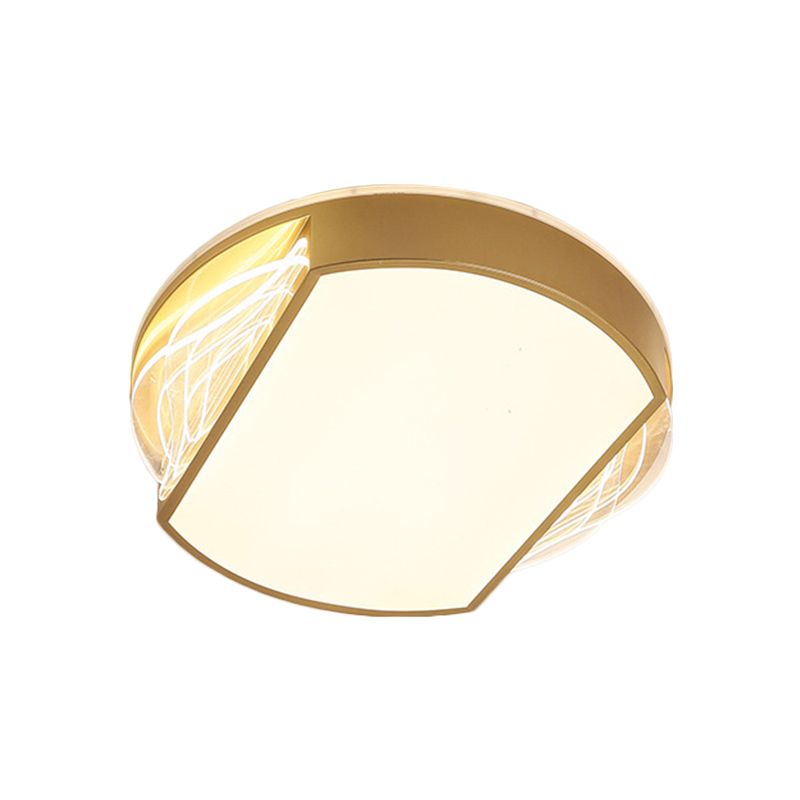 Iron Geometric Ceiling Lamp Contemporary LED Gold Flush Mount Fixture in Warm/White Light, 18"/21.5" Wide