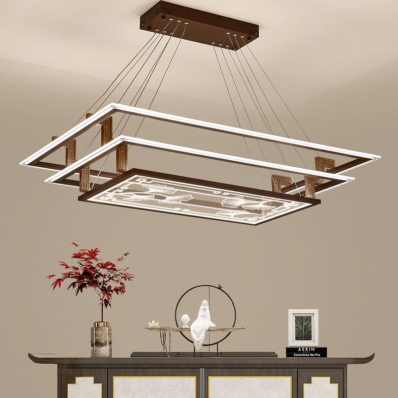 Brown Aluminum Hanging Pendant Lights Contemporary Hanging Lamps for Tea House