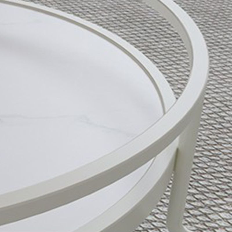 Round Cocktail Table Glass Top Single Coffee Table with Shelf