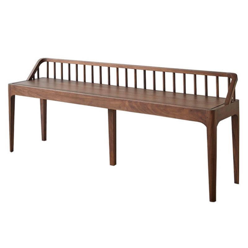 Modern Backrest Seating Bench Solid Wood Rectangle Bench for Entryway